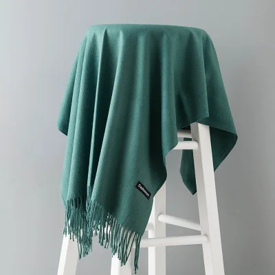 green scarf Заводская Большая распродажа, хорошее качество, зимний шарф из искусственного кашемира цвета хаки для женщин и мужчин, Пашмина с кисточками, Женское зимнее пончо, Женская шаль - Цвет: green scarf