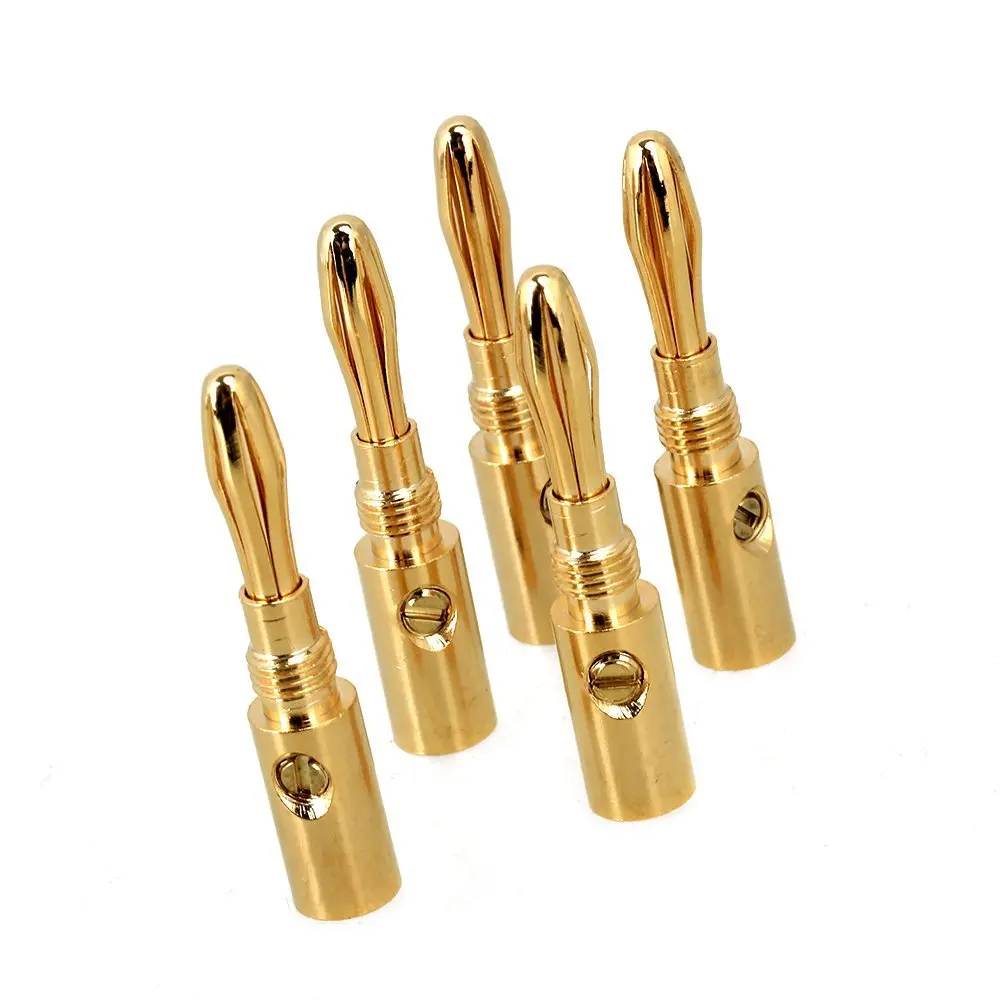 Золотой 4 мм медный музыкальный аудио динамик кабель провод разъем позолоченный