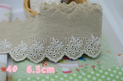 Бесплатная доставка 5 метров льняная Кружевная аппликация с вышитыми цветами