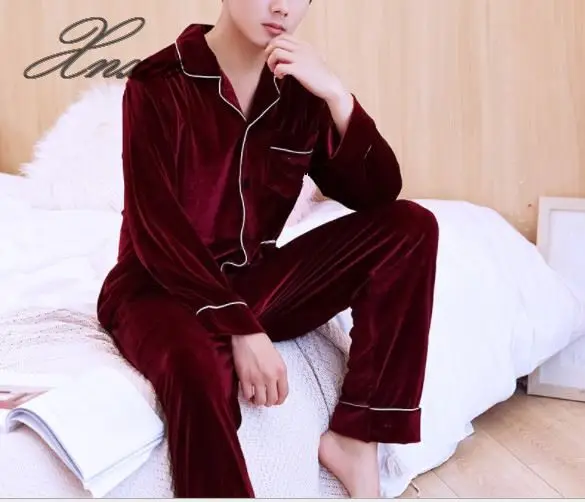 

2020 Xnxee autumn and winter new couple models home service men's soft fashion casual pajamas set