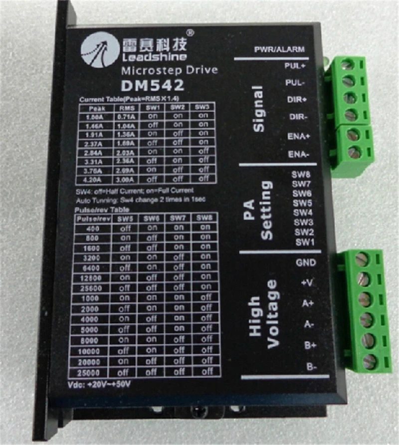 

Leadshine шаговый двигатель привод 2ph 2.8A 2.2NM NEMA23 57 мм 18 ~ 50VDC для гравировального станка с ЧПУ 57HS22 + DM542