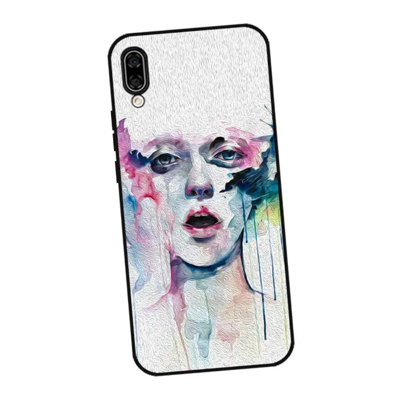 N460 Watercolour Flower Cool Black Silicone Case Cover For Huawei Honor 6A 6C 6X 7C 7X 8 Lite Pro |