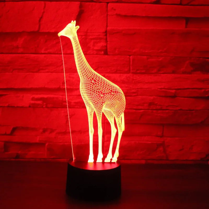3D LED ночник Жираф Олень с 7 видов цветов свет для украшения дома лампа