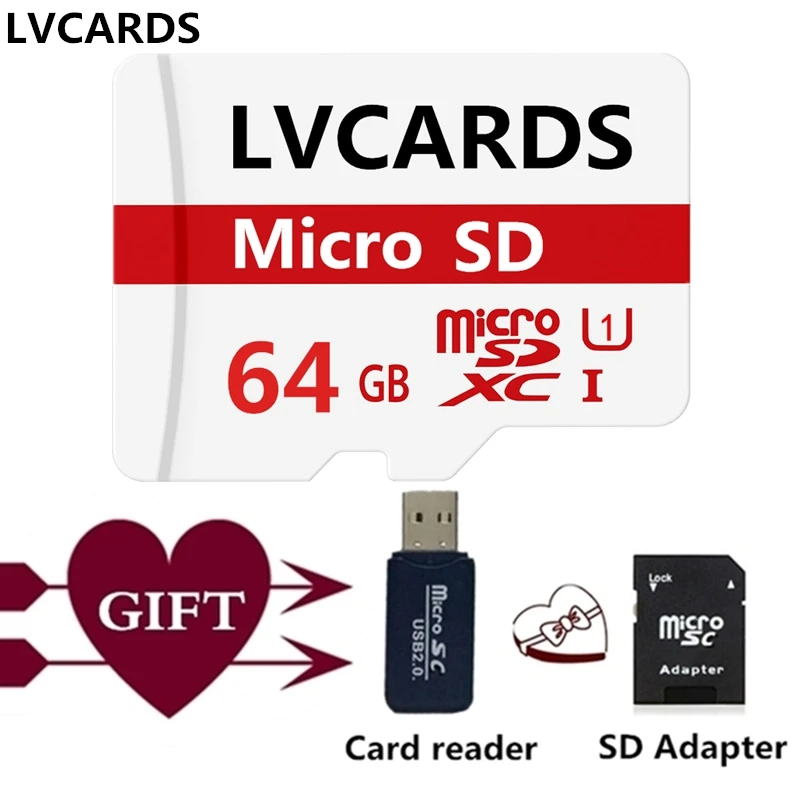 64GB - GIFT LVcards12 Micro sd карта 32 ГБ/64 Гб/128 ГБ UHS-1 16 Гб класс 10 Флэш-карта памяти tf карты Microsd для смартфона LV5 - Емкость: 64GB - GIFT