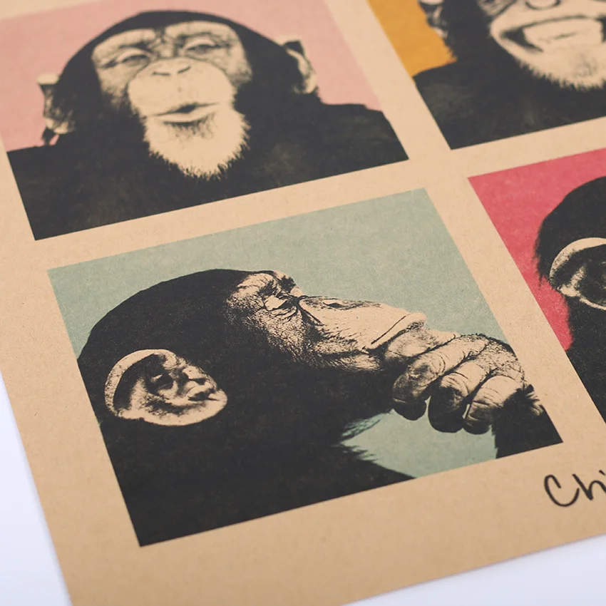 TIE LER ВИНТАЖНЫЙ ПЛАКАТ Gorilla наклейки на стену кухня ретро крафт бумага плакаты