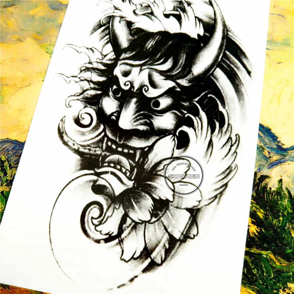 Временная татуировка SHNAPIGN с черным крупным рогатем боди-арт тату-наклейки 12*20 см