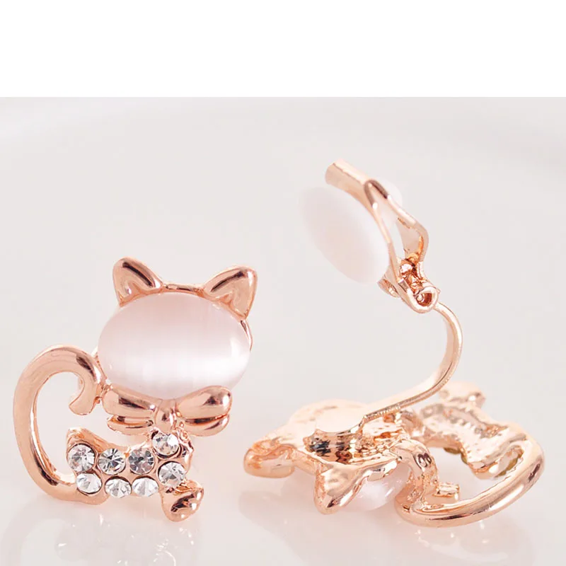 Ear Clip Корейский стиль, опал, лиса, горный хрусталь, кристалл, клипсы, серьги, Wihtout, пирсинг для женщин, для путешествий, без отверстий, ушные клипсы, 3 цвета, ювелирное изделие, подарок - Окраска металла: Ear Clip
