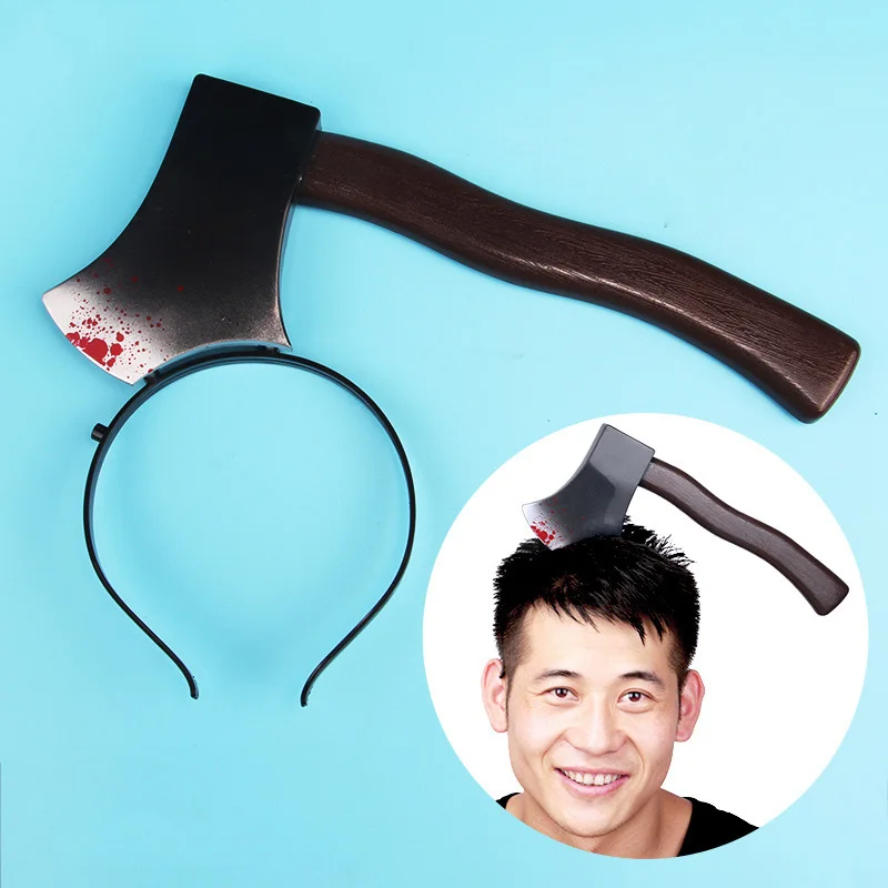 Страшно смешные игрушки Хэллоуин вечерние выполнять реквизит Hairhoop топор видели