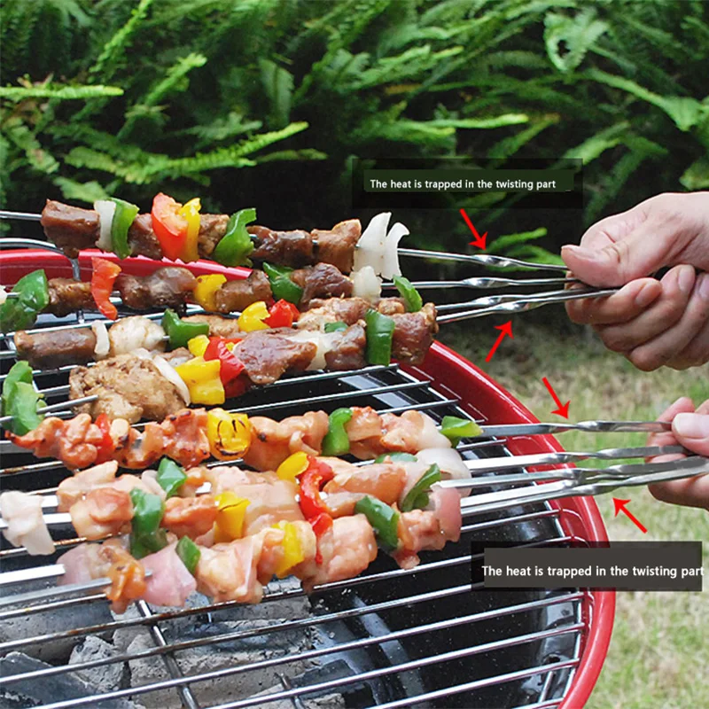 Барбекю шампуры для барбекю палка 304 Шашлык Из Нержавеющей Стали 5 шт. 33 см
