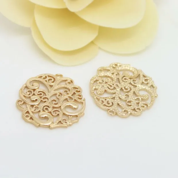 2PCS26X27MMdiy Серьги Ювелирный материал благоприятный узор круговой золотой полый