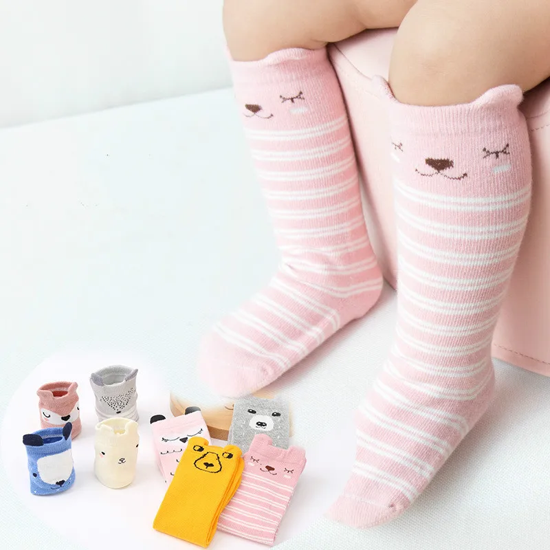 Носки до колена для новорожденных маленьких мальчиков bebe девочек Нескользящие