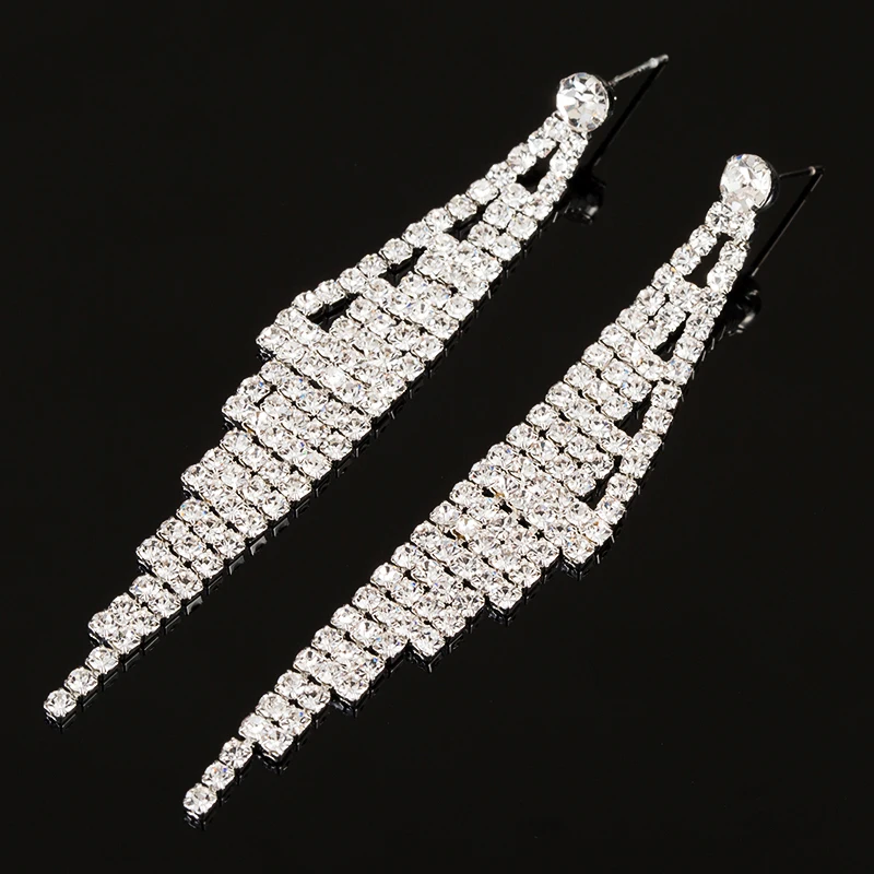 Серьги-подвески YFJEWE с кристаллами женские свадебные аксессуары длинные новые