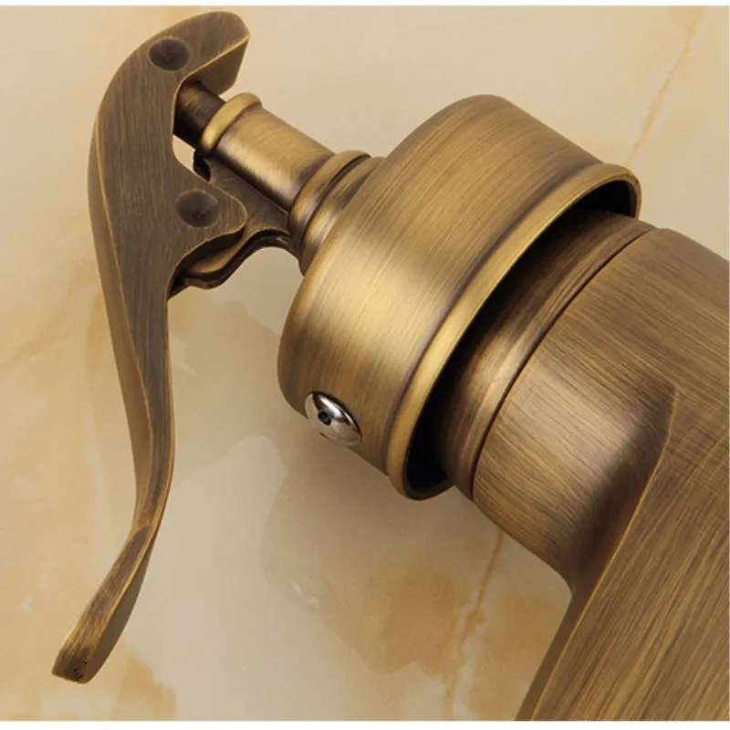 Basin Faucets Antique Brass Waterfall Bathroom vessel Sink Faucet Single Handle Hole Deck Wash Mixer Water Tap WC Taps | Обустройство