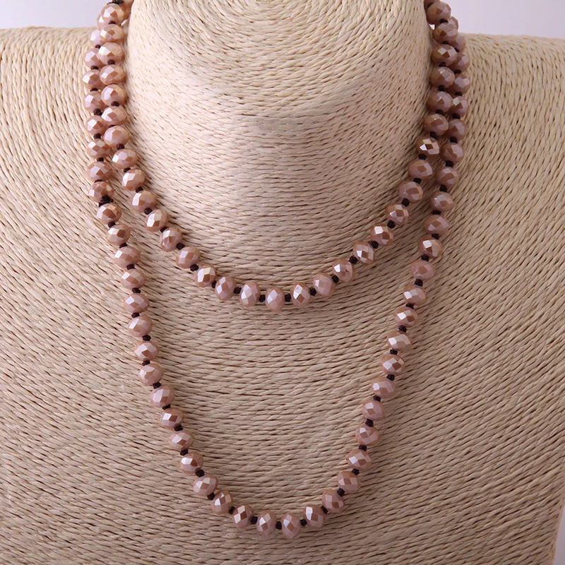 Модное богемное ювелирное изделие длинное узелковое ожерелье с коричневым