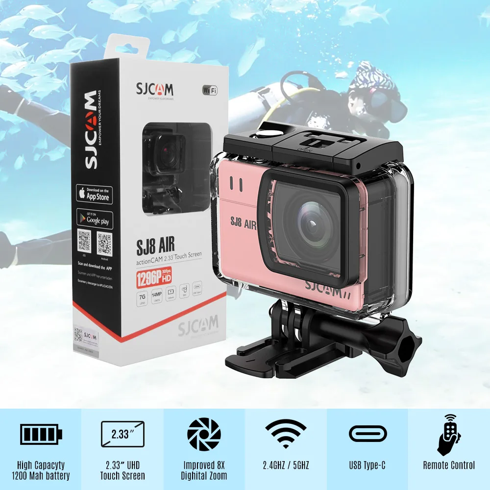 SJCAM SJ8 AIR 12MP Экшн камера Спортивная 2 3 &quotсенсорный экран Широкоугольный объектив
