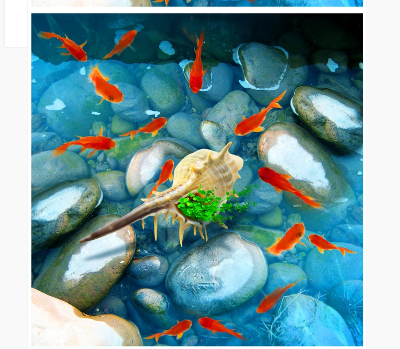 Самоклеящиеся 3D обои из ПВХ для украшения дома реки воды золотой рыбки ванной