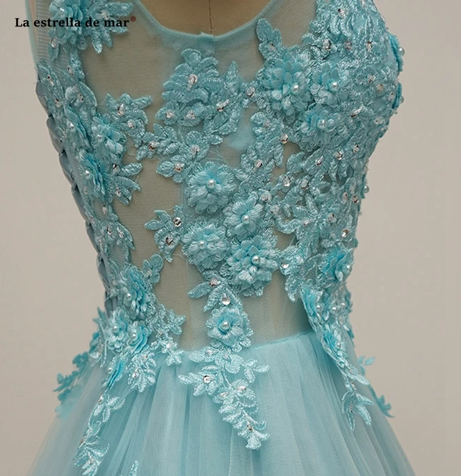 Robe demoiselle d'honneur courte2019 новое платье подружки невесты из тюля с глубоким вырезом и бусинами трапециевидной формы бирюзового и серого цвета