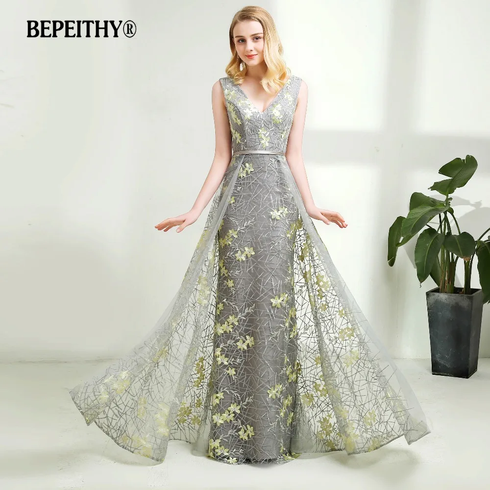 

Vestido Longo кружевные Длинные Выпускные платья с v-образным вырезом 2021 Новый дизайн Элегантные прямые длинные вечерние платья со шлейфом горяча...