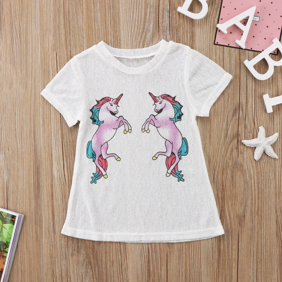 2017 Girls Dress Infant Kid Baby Girl Clothing Vestidos Tulle Unicorn Top T-shirt Casual Clothes Summer 6M-5T | Детская одежда и