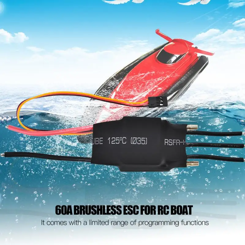 60A бесщеточный ESC RC лодка водяное охлаждение Электрический контроллер скорости с