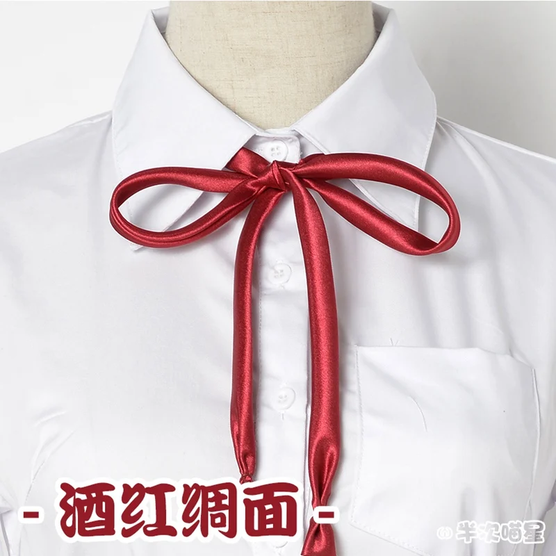 add 1 rope wine red Японская школьная рубашка с квадратным воротником и коротким рукавом непрозрачные однотонные белые рубашки для униформы - Цвет: add 1 rope wine red