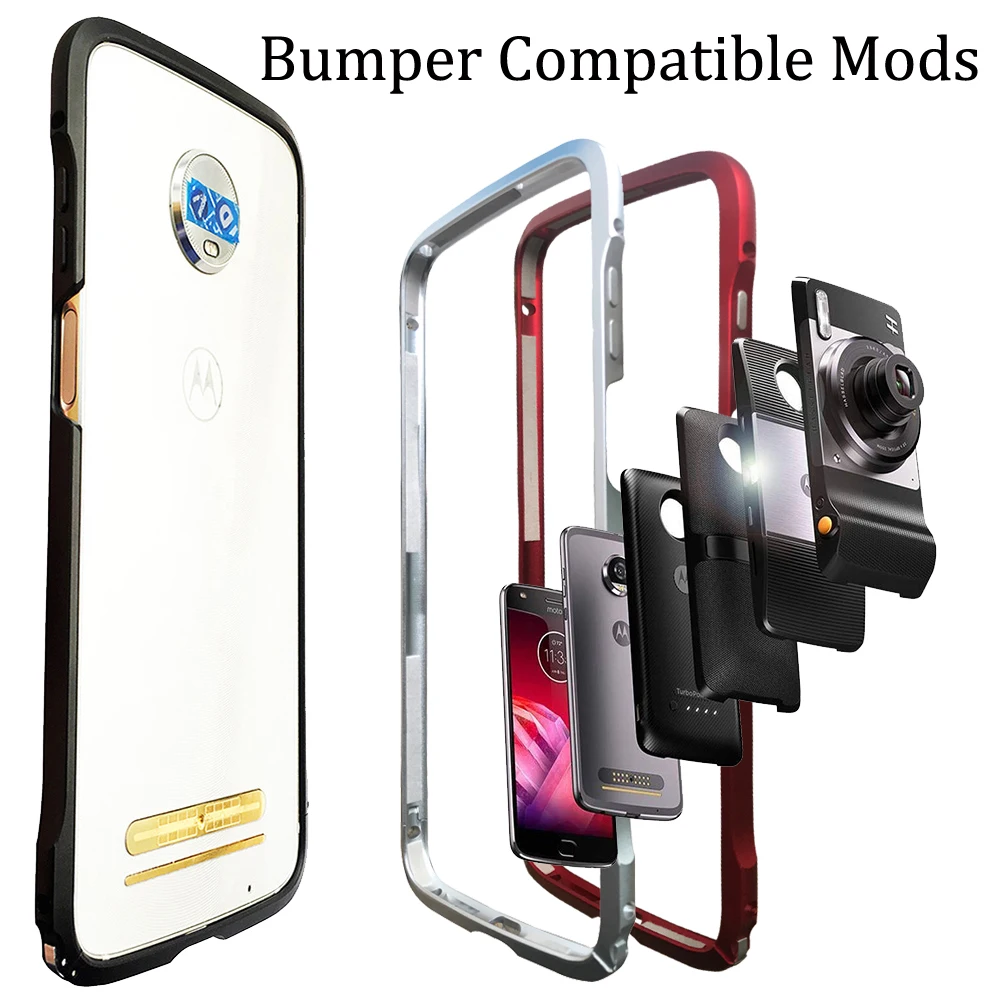 Чехол-бампер для moto rola moto Z3 Play Z2 Play Z2 force, совместимый с модами moto, алюминиевая металлическая рамка, противоударный чехол-бампер
