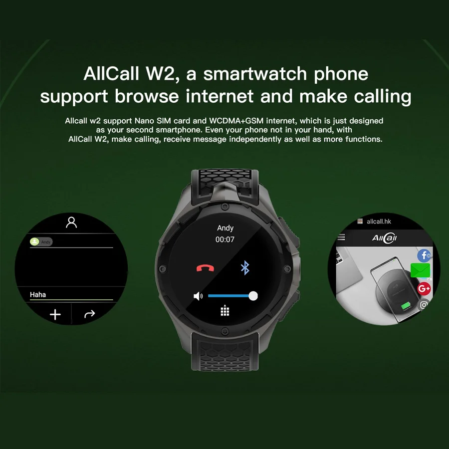 AllCall W2 Android 7 0 4 ядра IP68 водонепроницаемый смарт-часы-телефон активно-матричные