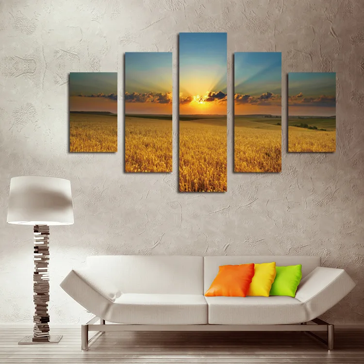 5 шт. картины на холсте с изображением золотого пшеничного поля|5 piece canvas art|canvas artwall