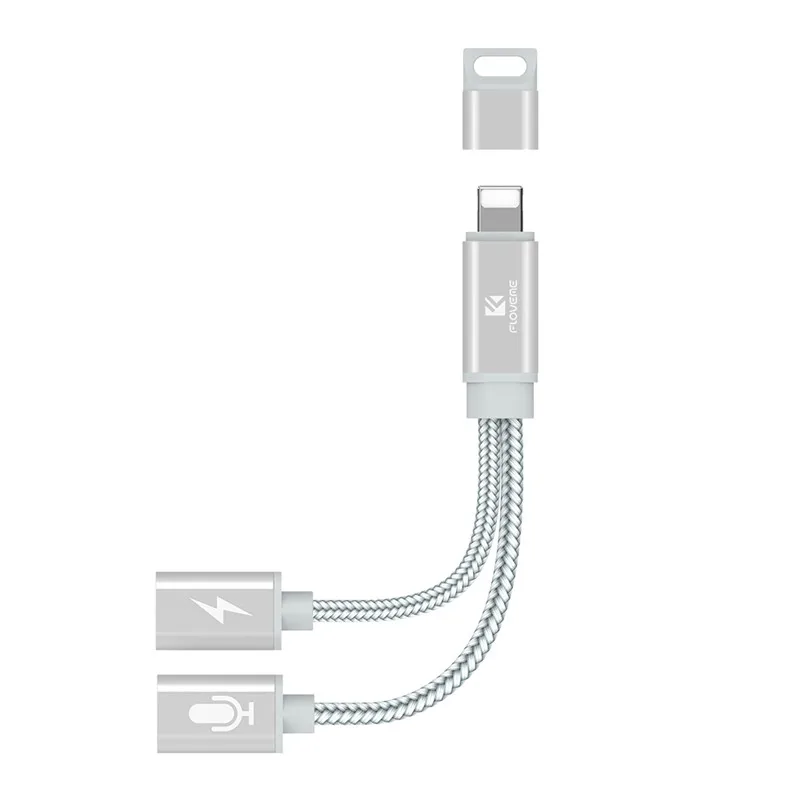 Sliver FLOVEME 2 в 1 для освещения до 3,5 мм аудио конвертер для iPhone 7 8 Plus X наушники с USB адаптер для Apple IOS 11 кабель Splitter - Цвет: Sliver