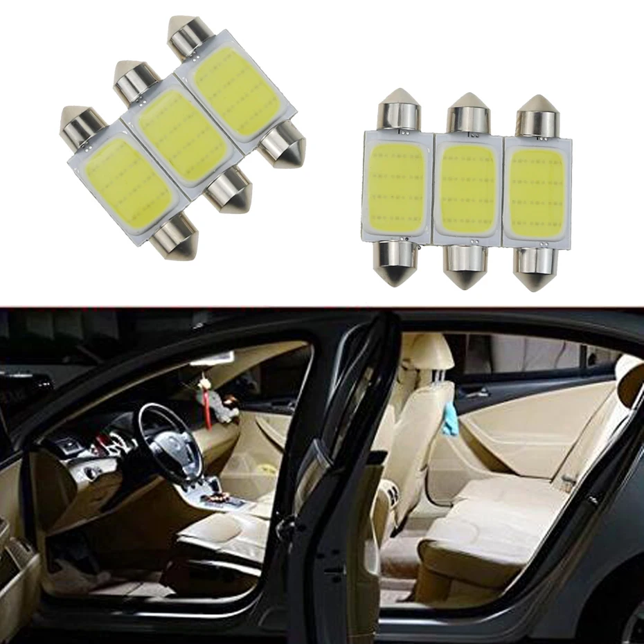 GEETANS 10 шт автомобильные лампочки C5W COB светодиодный 12v SMD 31 мм 36 39 42 купол с