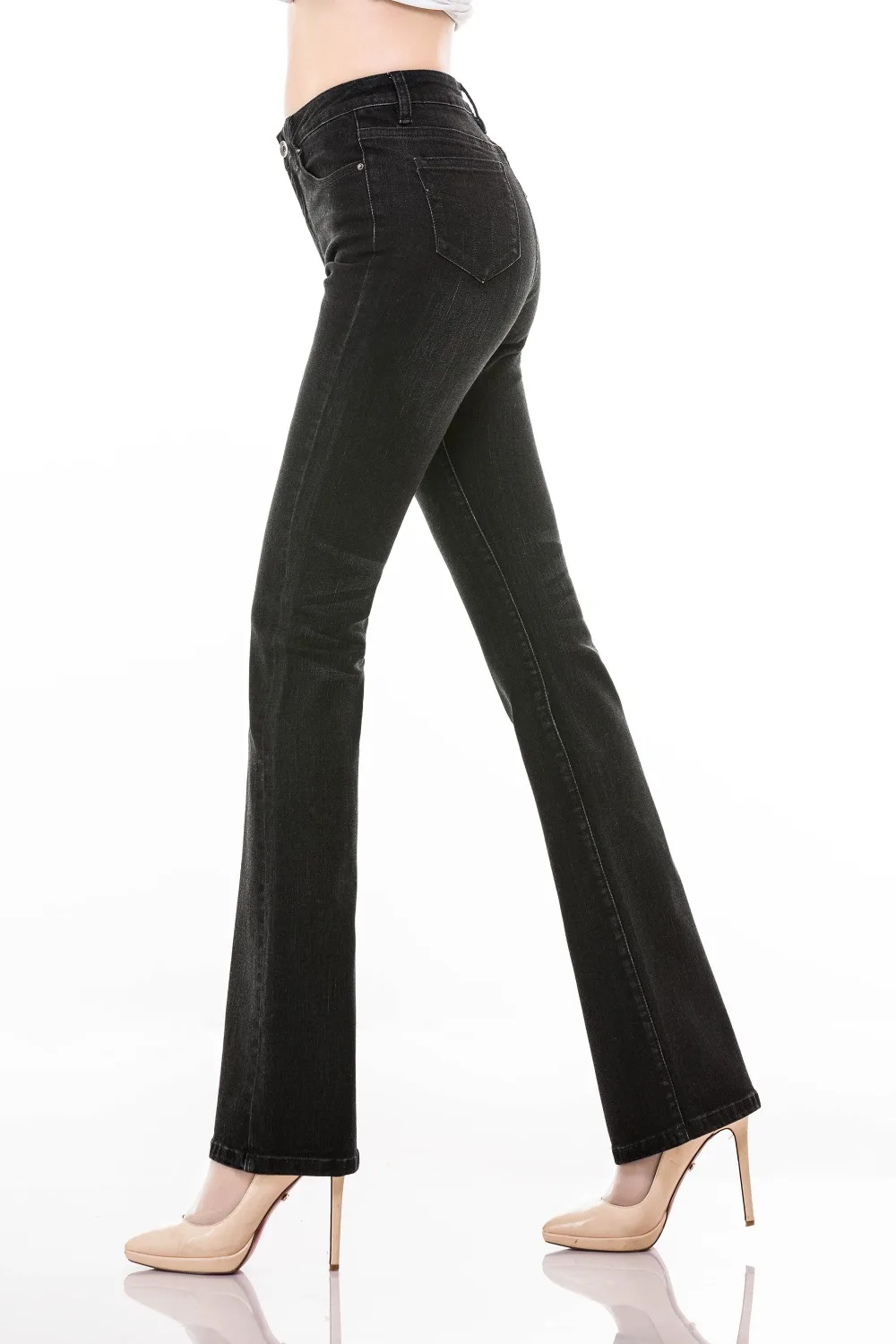 Бесплатная доставка Новинка Цвет Черный женские ботинки джинсы с вырезами