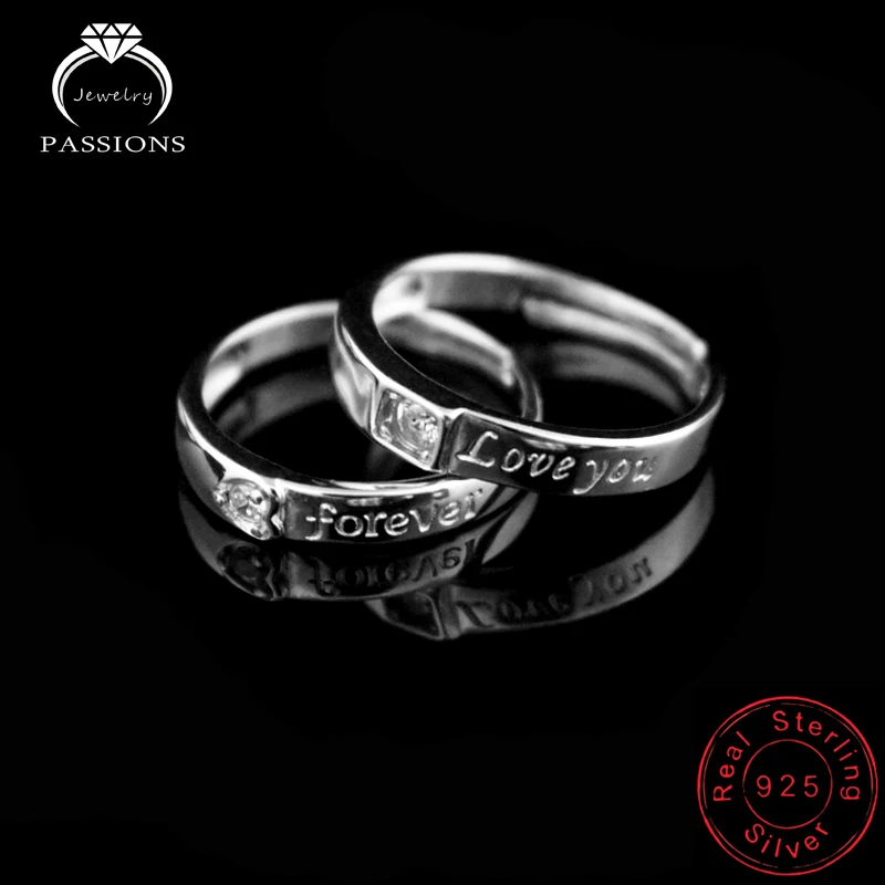 Горячая мода простой дизайн циркон вырезка влюбленных набор колец серебро 925