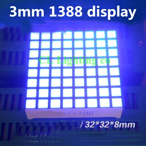 Синяя 8x8 цифровая трубка 3 мм квадратный светодиодный точечный матричный дисплей