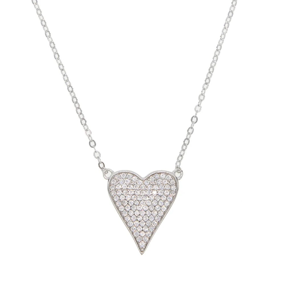 Real 925 Sterling Silver sweet mini shiny pave cz heart earrings necklace set cute girl women fashion delicate gift Jewelry sets