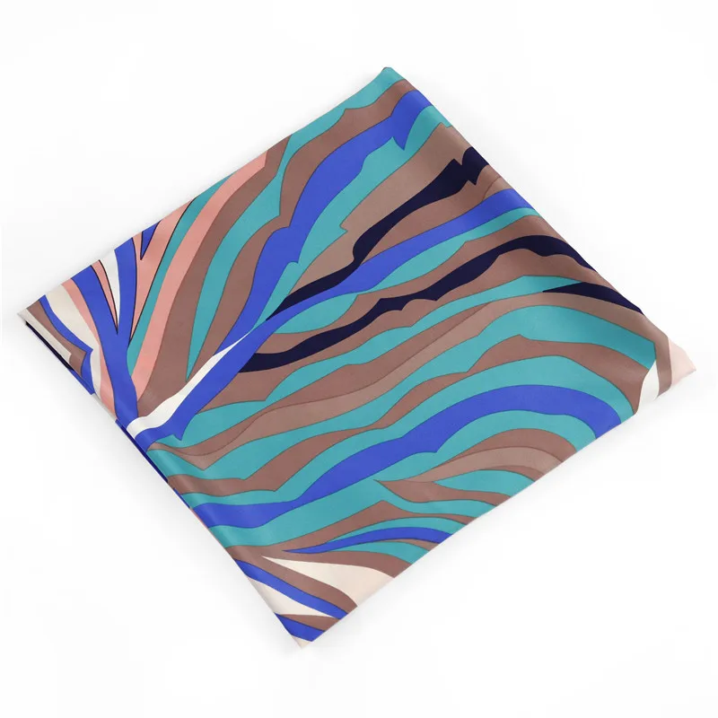 Шарф шёлковый POBING 100% для женщин квадратный платок с геометрическим принтом
