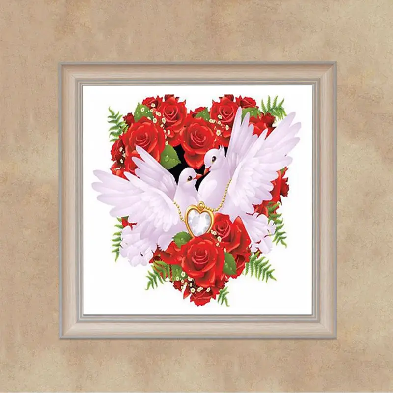 1 Set Pigeon Pattern 5D Round Resin Diamond Canvas+Diamonds+Glue For Home decoration Boondoggle 30x30cm | Дом и сад