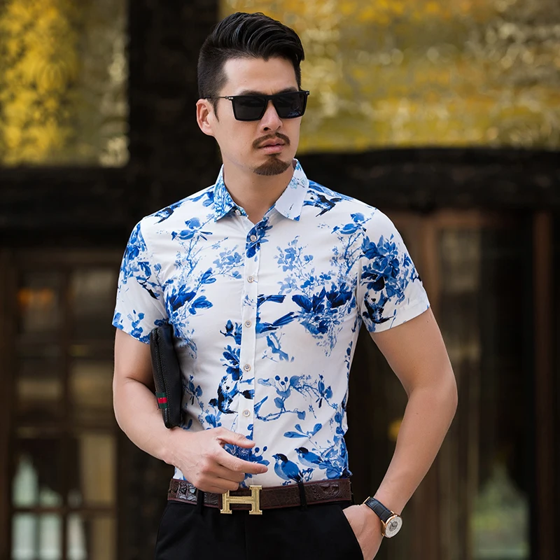 Новое поступление Стильная мужская рубашка с коротким рукавом модная