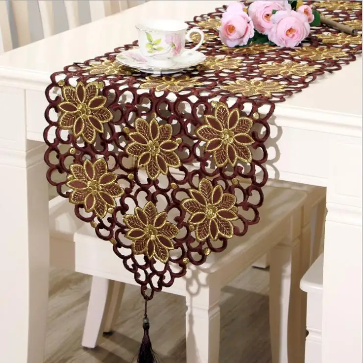 Coffee Fyjafon настольная дорожка классическая настольная дорожка s 40*150 см до 40*246 см пустотелая Современная вышитая настольная дорожка кофейный красный - Цвет: Coffee