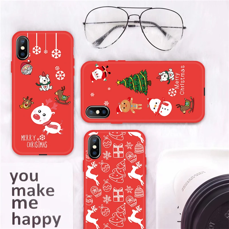 Winter Phone Case For iPhone XR XS MAX X 7 8 6 6S Plus Luxury Soft TPU Cover Christmas Santa Snowman Elk Deer Funda 2019 |