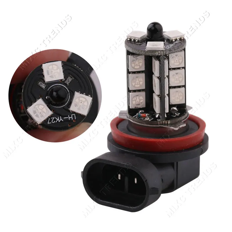Mixc тенденции 2 шт. H11 rgb Светодиодный лампочки Беспроводной удаленного 5050SMD 27