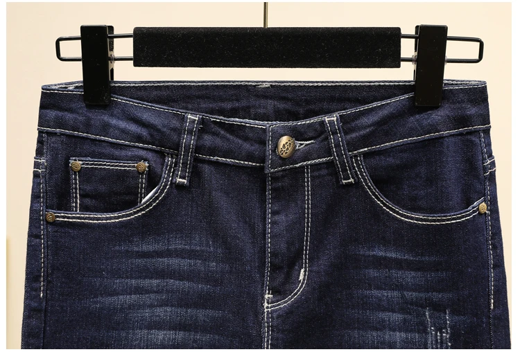 scratched Slim Jeans For Women elastic jeans plus size Skinny Jeans Woman Blue Denim Pencil Pants stretch denim women