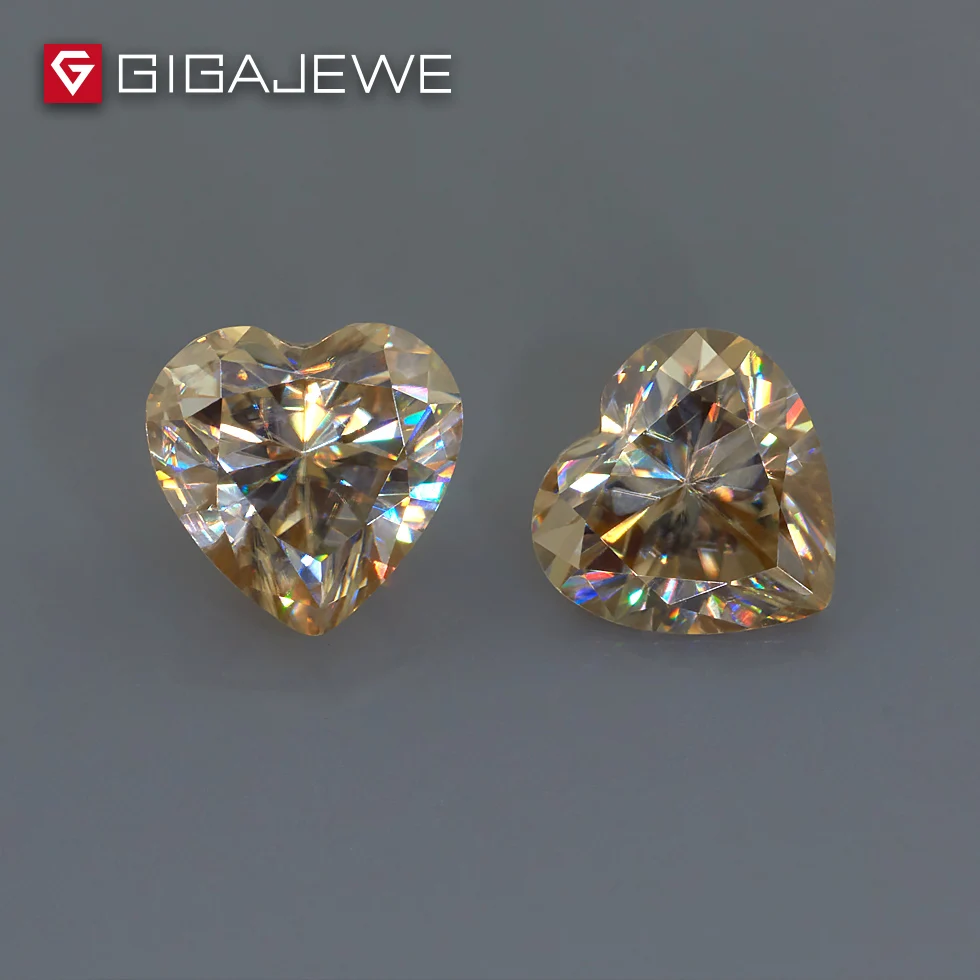 GIGAJEWE сердце отрезать свободные муассанит драгоценный камень желтый цвет 0,8-4ct