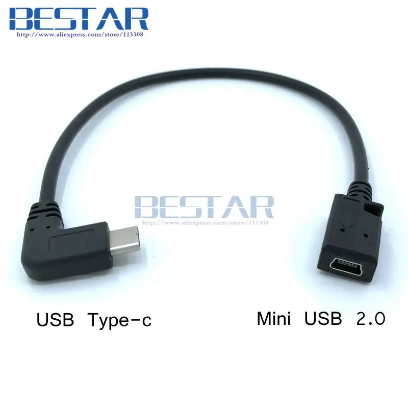 Кабель адаптер USB 3 1 Type c Male с прямым углом к Mini Micro Female кабель переходник 25 см