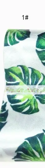 1Monstera 2 ярда, новинка, набор разноцветных лент с принтом, атласная лента, сделай сам, заколки для волос, подарочная упаковка, тропический фламинго, свадебные аксессуары ручной работы - Цвет: 1Monstera
