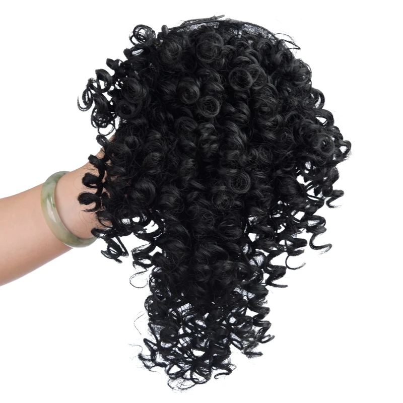 DinDong короткий афро кудрявый Updos парик синтетический зажим в основы конский хвост наращивание волос хвост накладные волосы конский хвост с челкой