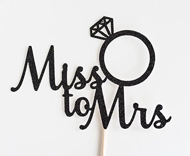 black Chicinlife, 5 шт., кольцо Miss To Mrs с бриллиантами, топперы для торта, кекса, свадебного душа, девичника, вечерние украшения для девичника - Цвет: black