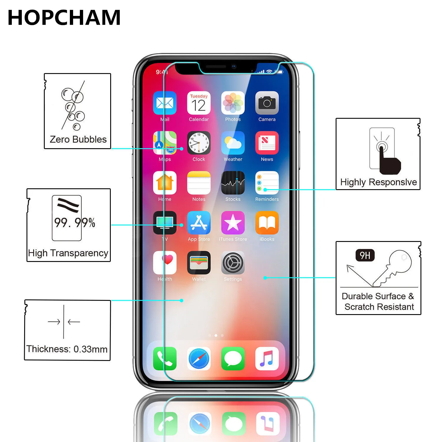 Закаленное стекло для iPhone XS Max защита экрана 9H 2.5D на XR 10 X S Xs Plus Защитное телефона