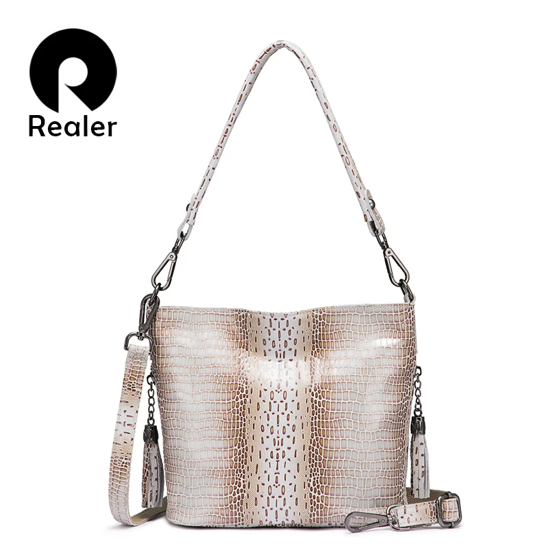 Сумка хобо из натуральной кожи REALER дизайнерская женская сумка роскошная на плечо