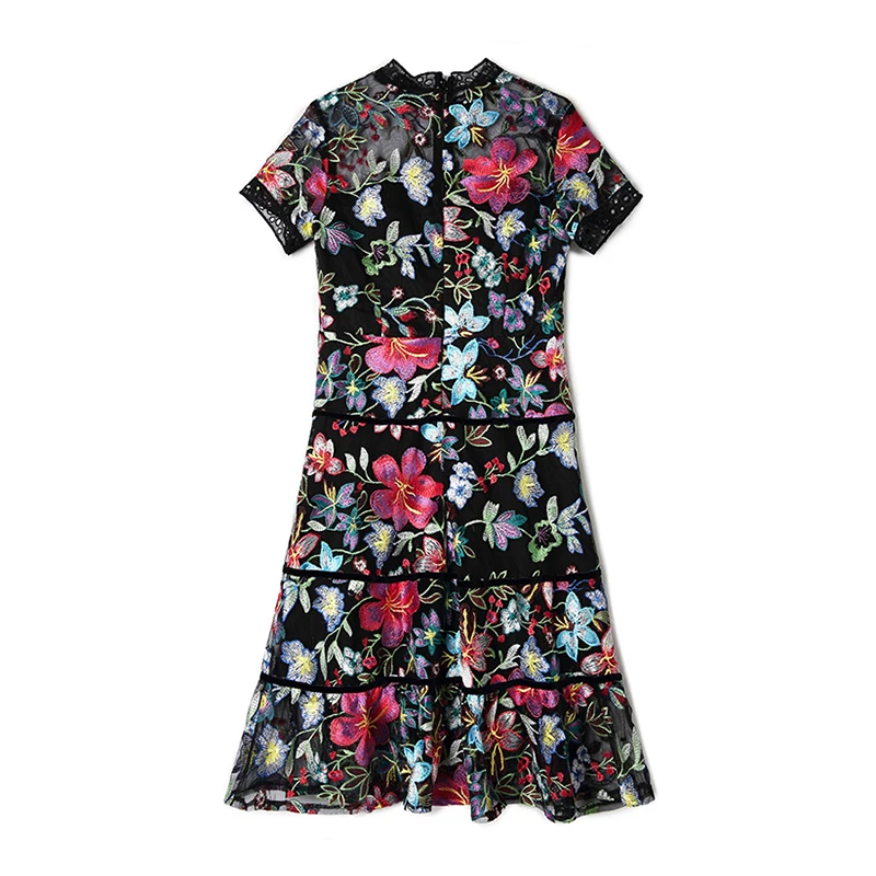 

Luxury Embroidery New Summer Dress Women O Neck Short Sleeve Bohemian Beach Holiday Party Dress Ladies Sexy Dress Vestidos SL225