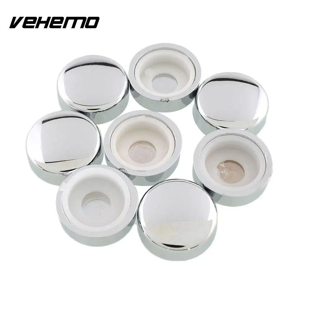 Vehemo 8 шт./компл. серебряные хромовые колпачки номерной знак винт для рамы шляпки для гаек набор колец адаптера